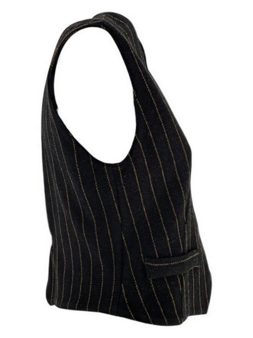 women's vest black and brown pinstriped pattern Good match | AV0209G18